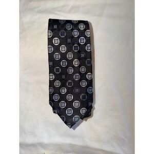 Michael Kors Mens Silk Necktie Black Silver Blue‎ Geometric Tie Gentleman